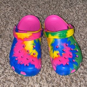 Authentic Pink Tie-Dye Crocs